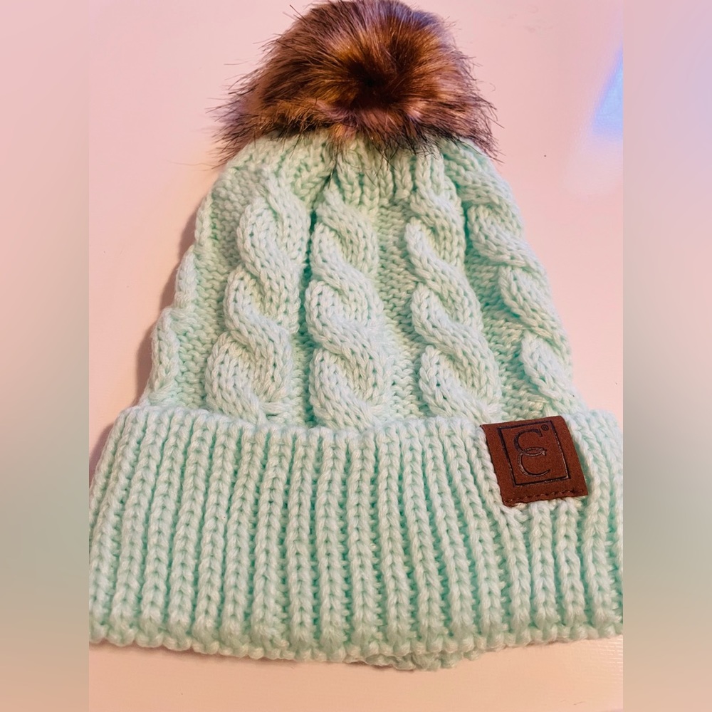 Fashion Winter Knit Hat With Pom Poms, Ear Protection  Warm Beanie Hat